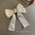 New Fabric Pearl Rhinestone Big Hair Barrettes Bow Knot Fashion Accessories Hairpin Korean Luxury Spring Clip